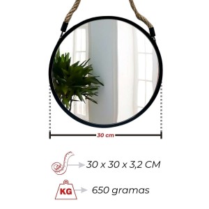 Espelho Redondo Decorativo Suspenso  30  cm Casambiente