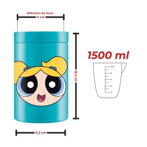 Pote Organizador Azul Lindinha Meninas Superpoderosas 1500ml
