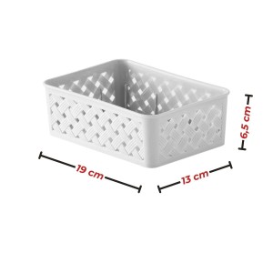 Cesto Organizador Rattan Branco 19x13x6,5cm da Paramount