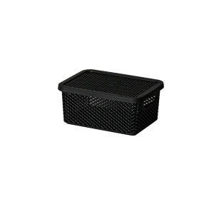 Cesto Organizador Com Tampa Preto 8X13X8cm Línea Paramount
